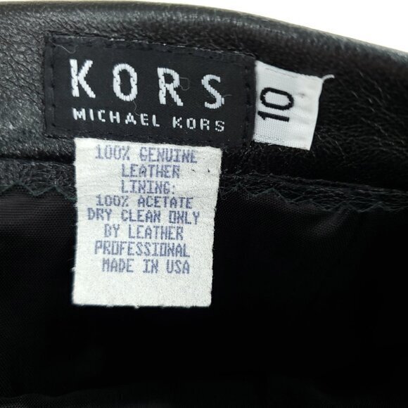 KORS Michael Kors 100% Leather Mini Pencil Skirt M Black - Picture 3 of 16